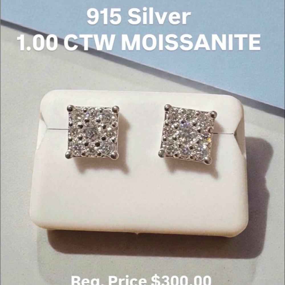 Dazzling Silver Moissanite Stud Earrings